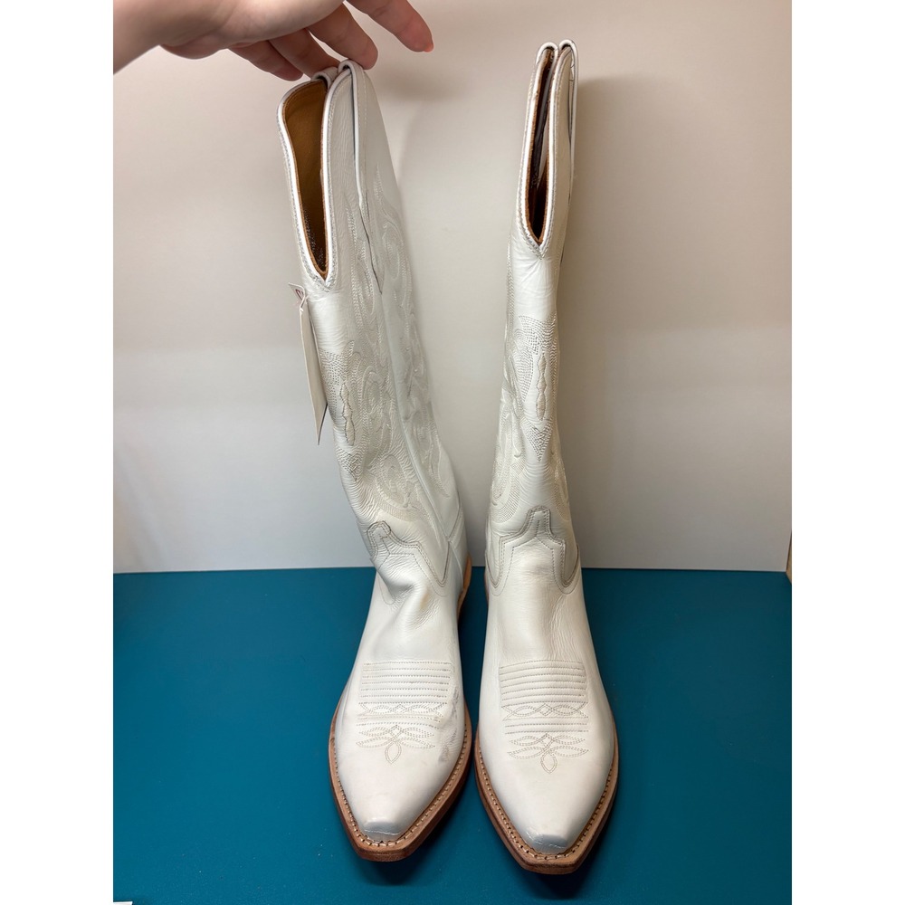 Old West Womens White Leather Snip Toe Western Cowboy Boots TS1552 Size 8.5 B - Picture 6 of 11